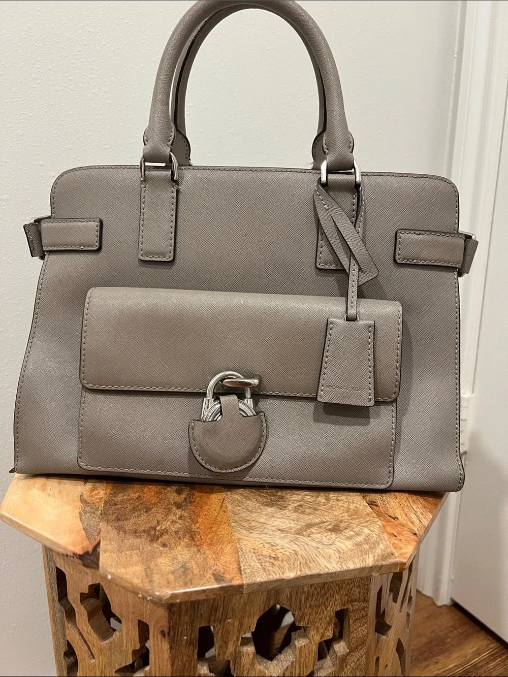MICHAEL Michael Kors Taupe Structured Satchel